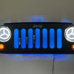 Jeep Wrangler Wall Art Grille Halo LED Headlights Grill Lights RGB Automotive