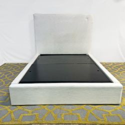 ( Delivery Available ) Restoration Hardware Lawson Cream White Queen Bed Frame with Storage