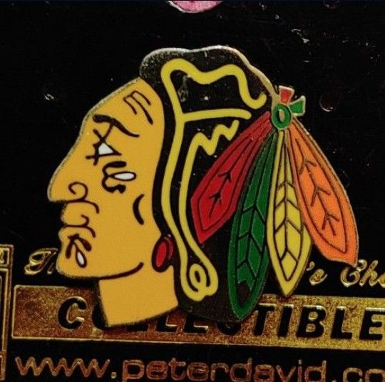 Chicago Blackhawks BLACK CHROME COLLECTOR'S Pin By Peter David (New On Card) HOT💥GREAT FOR HATS! Please Read Description.