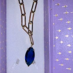 Gold Chain Necklace By Melinda Maria Saphhire Pendant