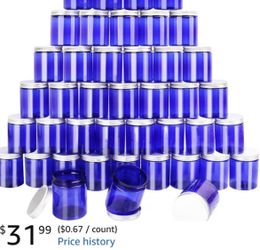 40 Pack NEW 8 oz Blue Plastic Jars w/ Aluminum Lids,