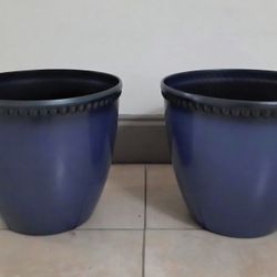 PAIR of 13" (Diameter) Blue Resin Planters (2 for $40) @ Lasting Creations