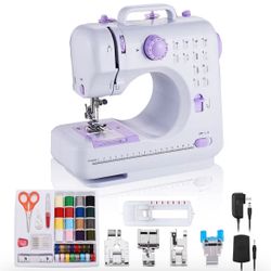 Sewing Machine Portable mini Electric Sewing Machine for beginners 12 Built-in Stitches 2 Speed with Foot Pedal，Light, Storage Drawer