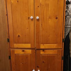 Vintage  Natural Pine Solid Wood Large Tv/ Armoire. OBO