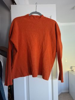 Burnt Orange Mock Neck Knit Sweater