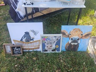Cow Canvas Wall Art Paintings Set