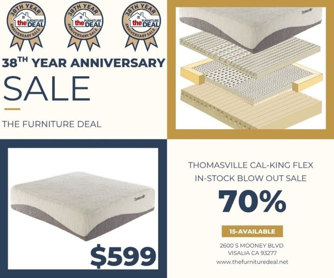 Cal-King Thomasville Latex MATTRESS 70% OFF