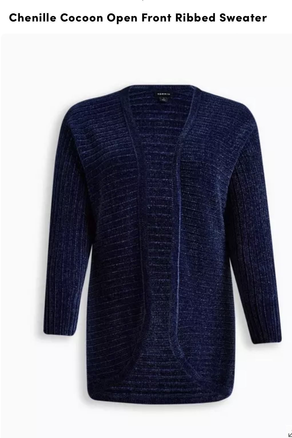 Gorgeous Blue Color & SO SOFT ! Chenille Open Cardigan