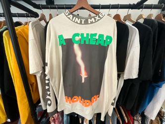 Saint Mxxxxxx Saint Michael A Cheap Holiday Long Sleeve T-Shirt White Graphic Japan Made Size XL