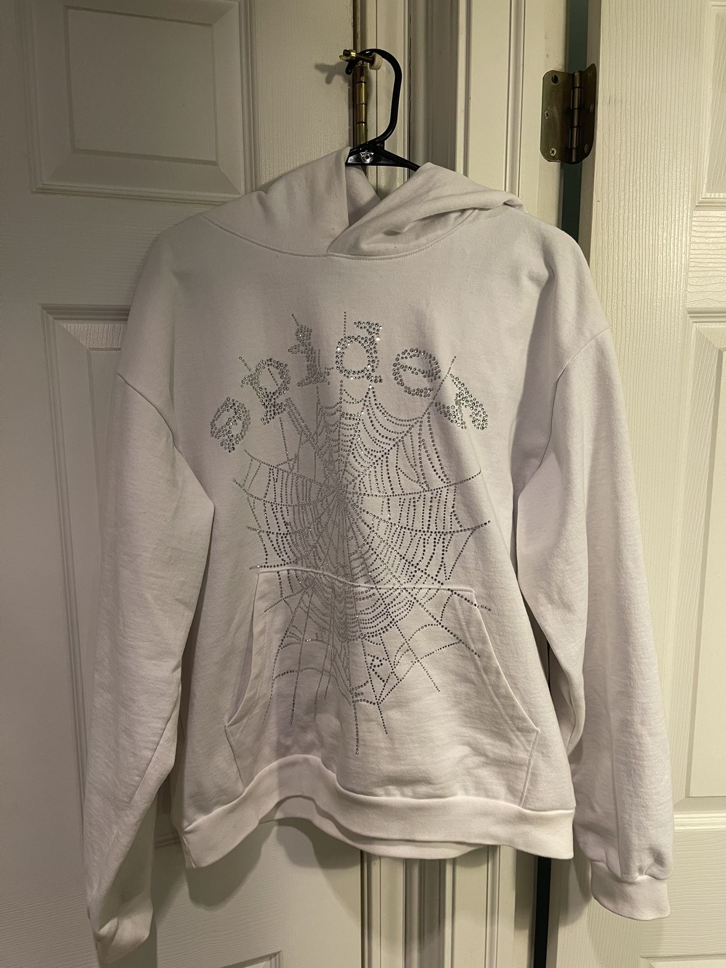 Sp5der Rhinestone Hoodie Size L