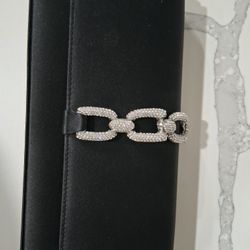 Sondra Roberts Satin Rhinestone Chain Foldover Clutch