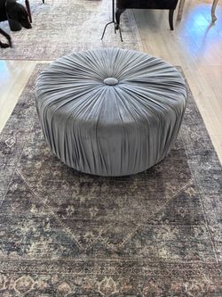 Large Round Tufted Velvet Ottoman