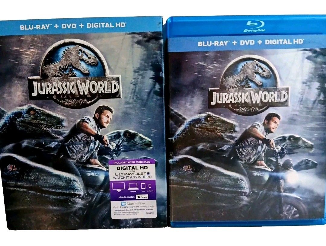 Jurassic World: Blue Ray + DVD + Digital HD 2015 Chris Pratt Great Condition