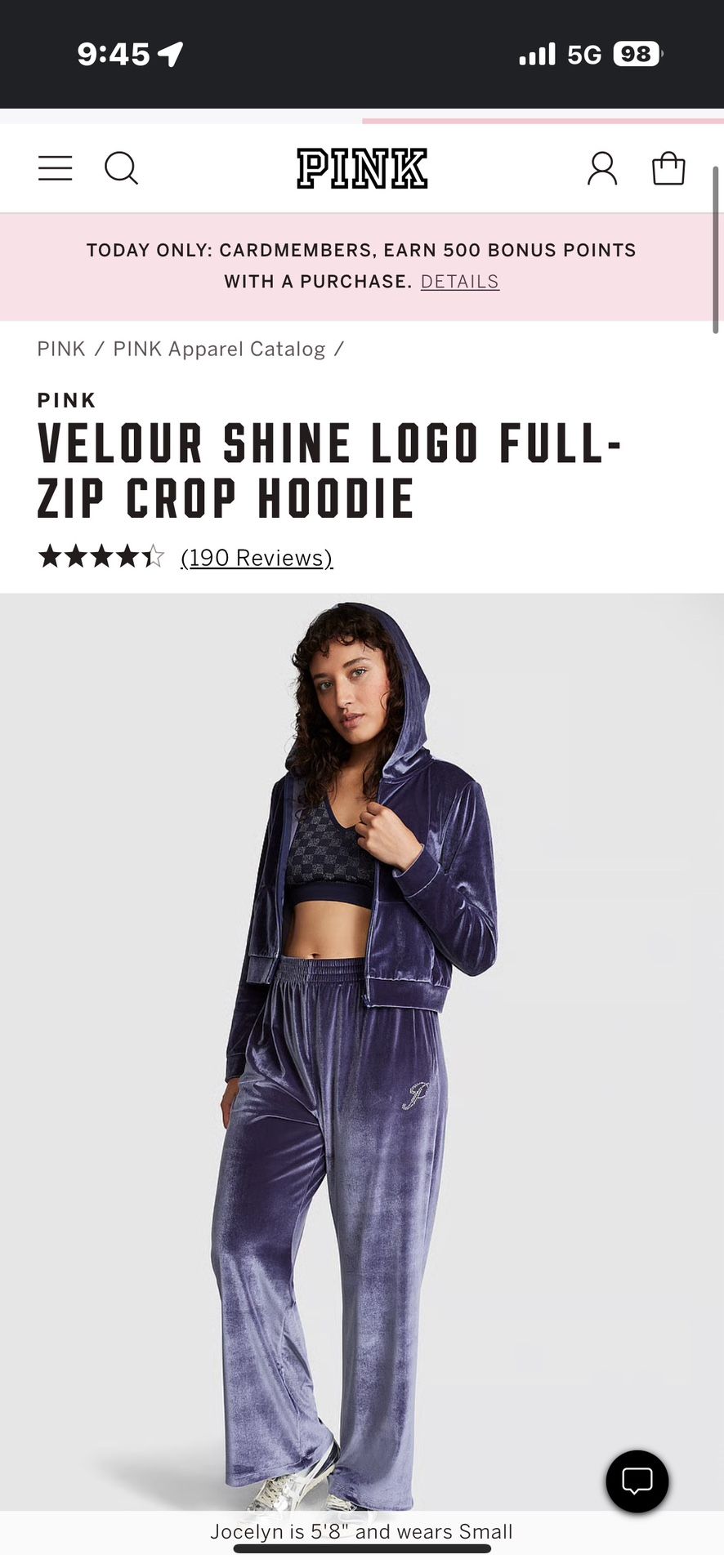 Victoria Secret Velour Violet Blue Tracksuit!!