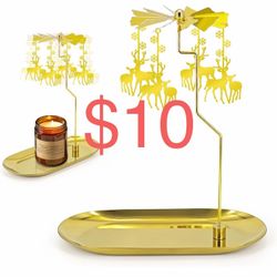 Carousel Candle Holder - Spinning Rotary Holder with Tray for Jar Candles Scented and Tea Lights, Unique Home Decor Gifts for Christmas Party, Valenti
