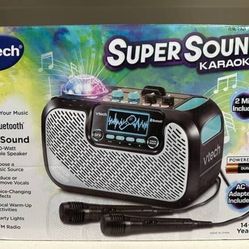 New VTech Super Sound Karaoke Portable Bluetooth, 2 Mics Included, Party Lights