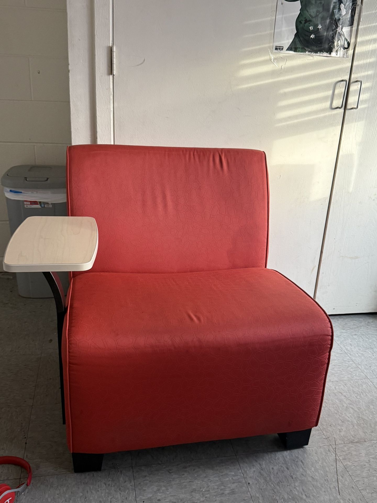 Small Red Chair With Adjustable Desk