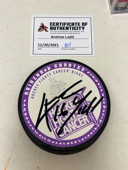 Andrew Ladd Signed Arizona Coyotes Hockey Puck
