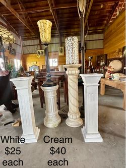 (White sold )Pedestals /columns  Great for plants, decorative items, weddings, etc. Garden accents