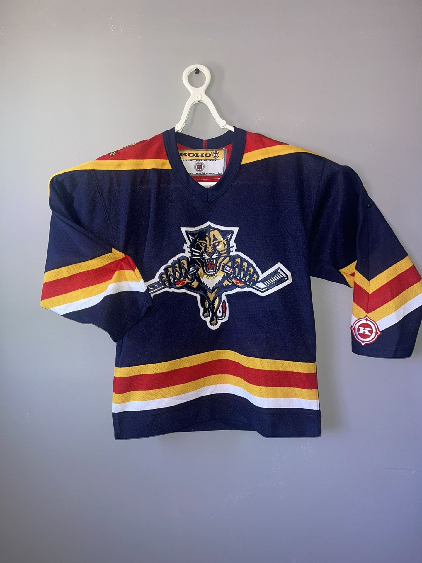 NOS CCM Vintage Florida Panthers Navy Blue Alternate Home Jersey Size S/M Youth