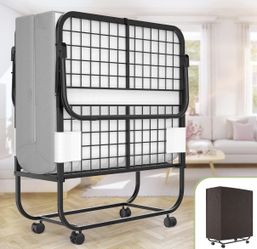 Folding Bed with Mattress for Adults, 75" x 31" Cot Size