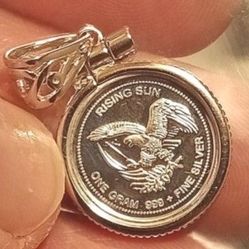 Pendant. 999 Fine Silver With Bezel Prospector Round 