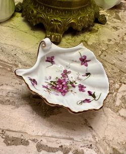 Spode Bone China Footed Shell Dish – Purple Victorian Violets Vintage England