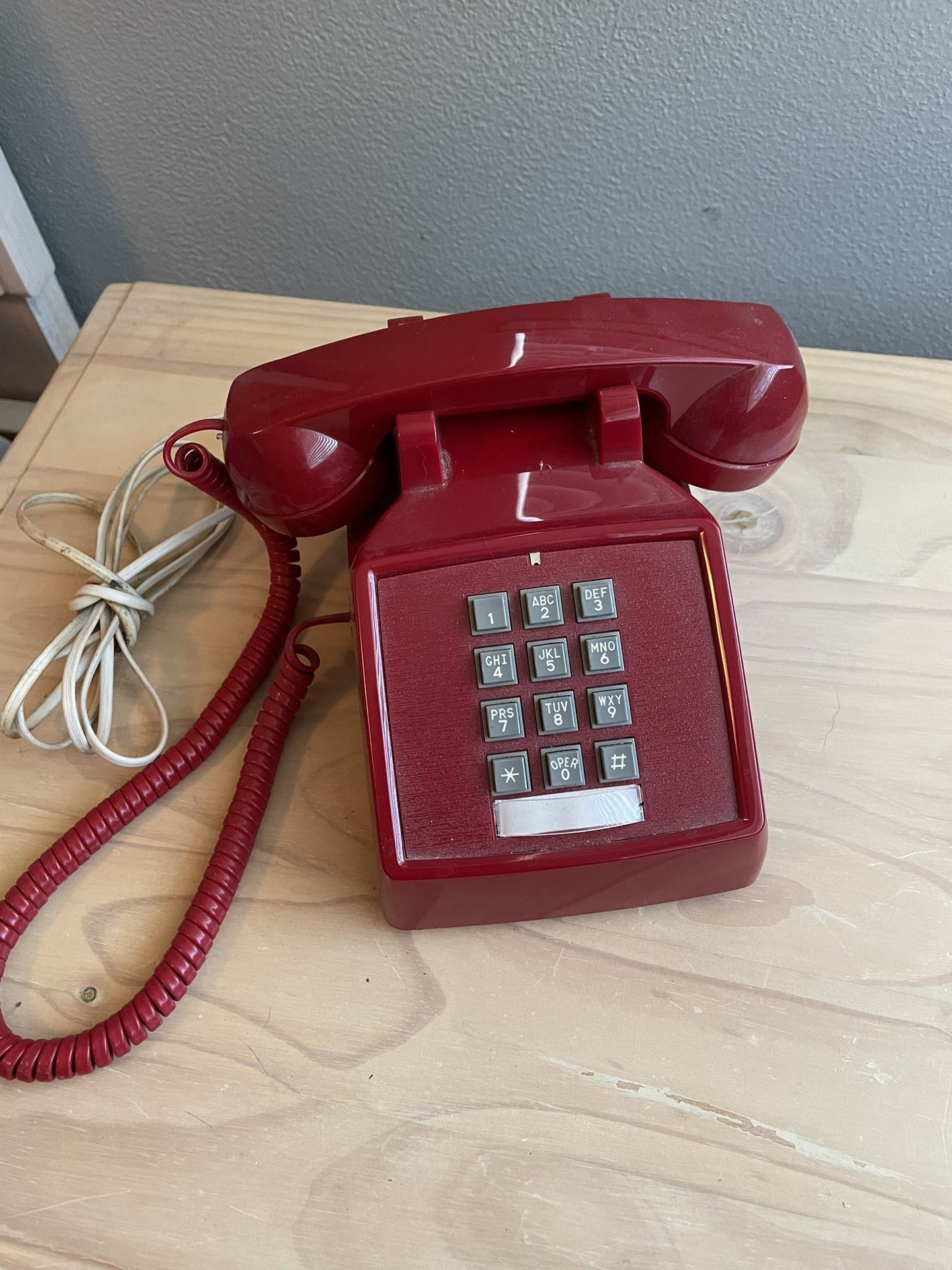 Traditional Red Corded Landline Phone