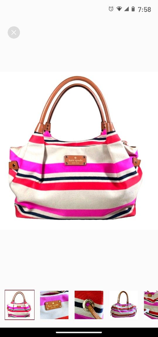 Kate Spade Stevie Canvas Diaper Bag.