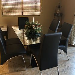 Dining table with six chairs