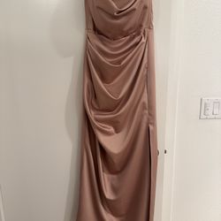 ADRIENNE Blush Satin Strapless Gown