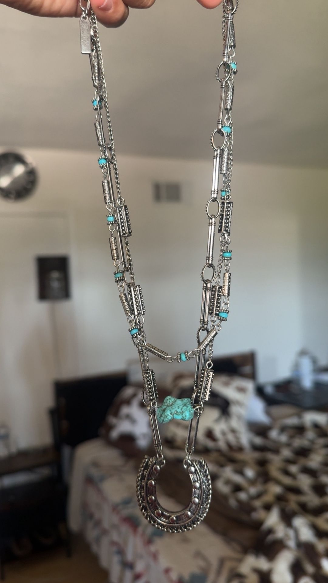 Idyllwind Turquoise silver Tone Horse Shoe turquoise stone Necklace women