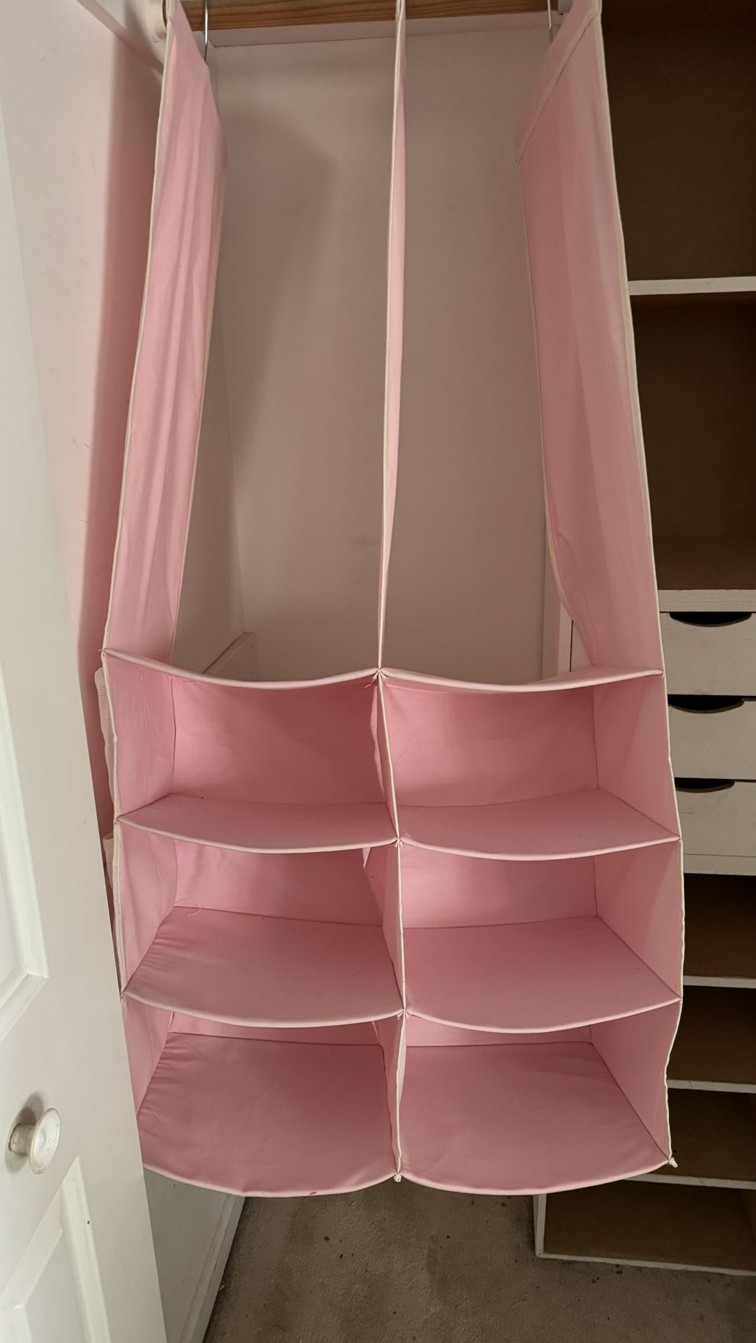 Super Adorable Pink and white closet Organizer