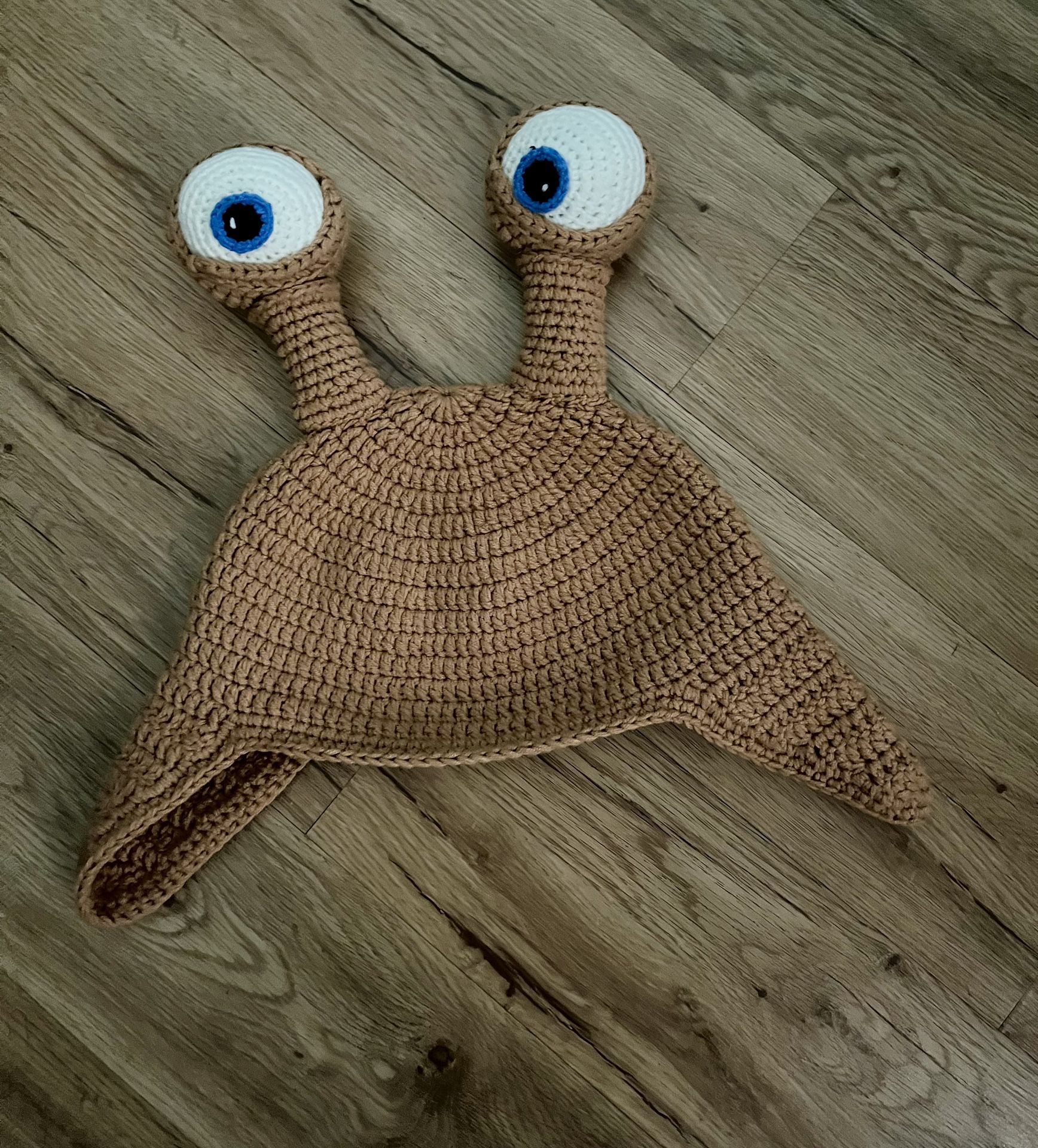 handmade crocheted alien hat
