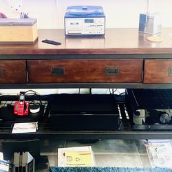 Industrial Style TV Stand Media Console. 72” wide, 24” deep, and 37” high with casters