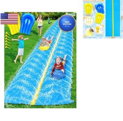 iGeeKid 45Ft Huge Slip and Water Slide with Sprinkler, Heavy Duty Lawn Waters