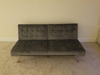 DHP Emily Convertible Futon in Grey Velvet