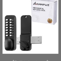 ANNFUZ Mechanical Keyless Entry Door Lock With Bolt,Single-Sided Passcode Keypad Door Lever Set,Interior Exterior Manually Locking,Combination Gate Lo