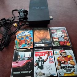 PlayStation 2 With Controller And Six Games