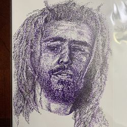 J Cole Fan Art Sketch Stippling Pen Art on 5 1/4” x 8 1/2” By Artist Artur  Simonian for Sale in Hollywood, CA - OfferUp