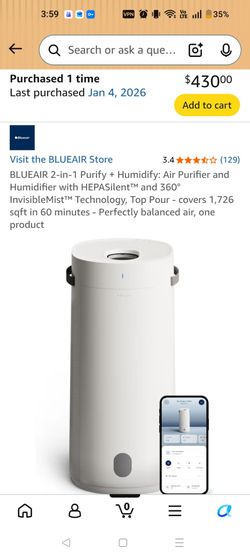 LIKE NEW - BLUEAIR PURIFIER & HUMIDIFIER