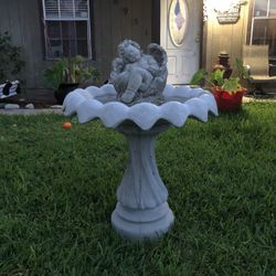 Concrete Birdbath With Angel