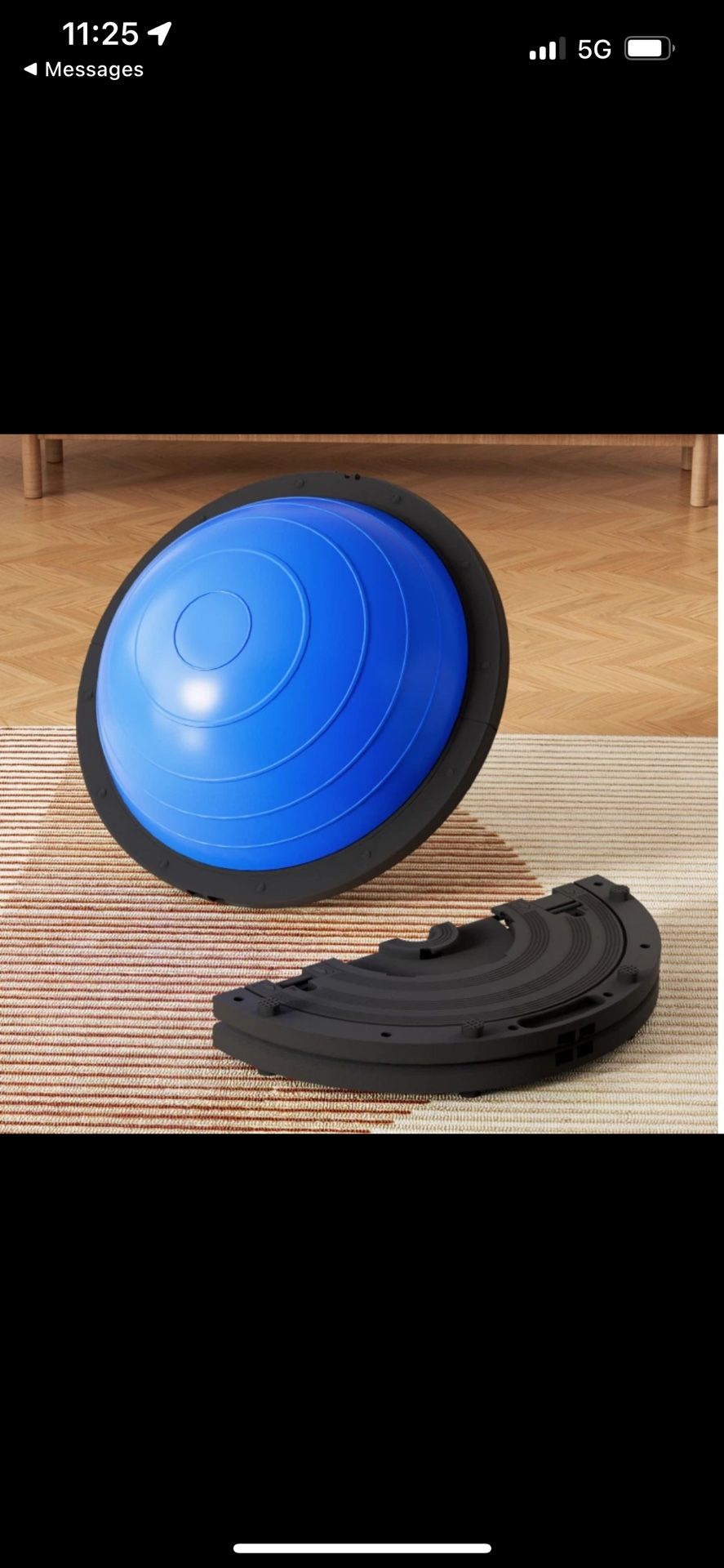 Vtory Foldable Half Stability Ball, 1300 lbs, 23.5" w/Foot Pump + Resistant Band