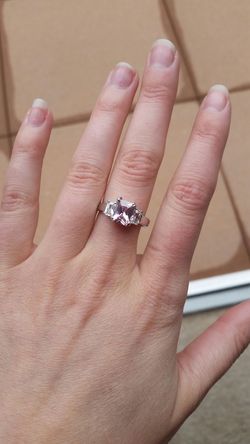 Pink and Silver crystal ring