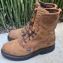 Justin Men's Livestock 8" Waterproof Lace-Up Work Boots..Sz 11 EE