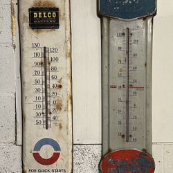 Vintage Gas Station Thermometers Delco Prestone 