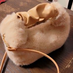 Fur Bag , Beige 