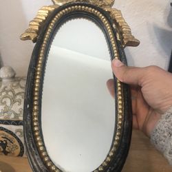Vintage Oval Mirror With Gold Ribbon