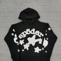 black and white sp5der hoodie
