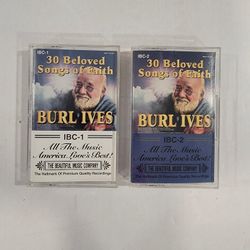 Burl Ives Cassette Tapes ~ Set of 2 ~ 30 Beloved Songs of Faith IBC-1 & IBC-2